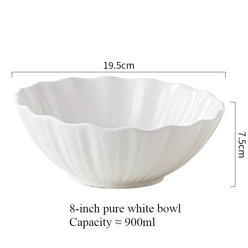 European high-end gold edged ceramic bowl, fruit salad bowl, household breakfast rice noodle bowl, hotel restaurant tableware.