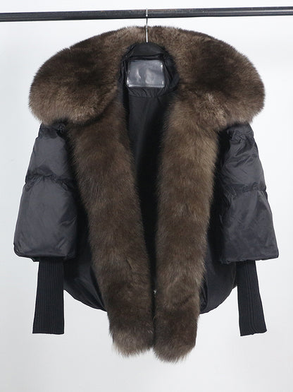 Lose Natürliche Echt Fox Pelz Kragen Mantel Dicke Neue Europäische Mode Weiße Ente Unten Jacke Winter Frauen Warme Luxus Oberbekleidung