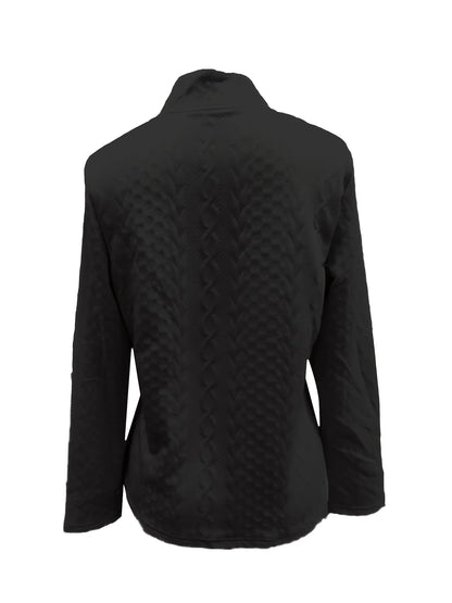 Herbst Winter Frauen Jacke Slim Fit Metall Knöpfe Stehkragen Lange Ärmel Jacquard Mantel Einfarbig OL Pendeln Mantel Für Arbeit