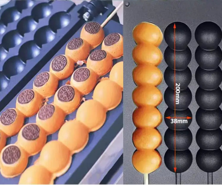 7 Holes Takoyaki Waffle Maker 3 Sticks Cheese Waffle Machine Snack Electric Waffle Machine Candied Haws Cake Baking Quail.