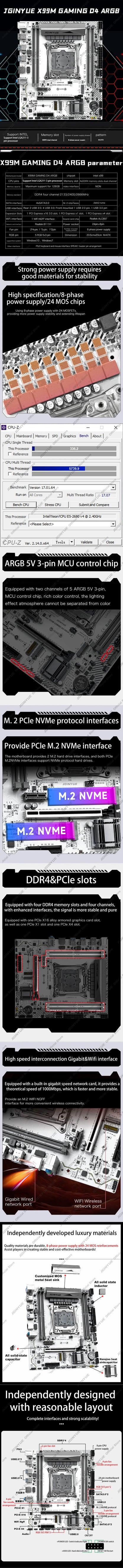 JGINYUE X99 Motherboard M-ATX combo E5 2680 V4 8GB*2 2133MHz DDR4 ECC RGB RAM kit bundle TPM interface DIY Fun new ARGB software.