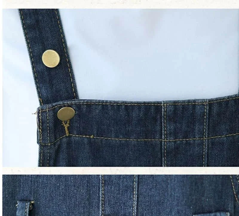 Denim Jumpsuits for Women Pocket Design Korean Style Loose Straight Pants One Piece Outfit Women Overalls for Women Playsuits.