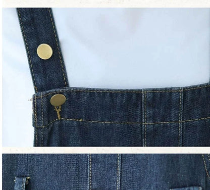 Denim Jumpsuits for Women Pocket Design Korean Style Loose Straight Pants One Piece Outfit Women Overalls for Women Playsuits.