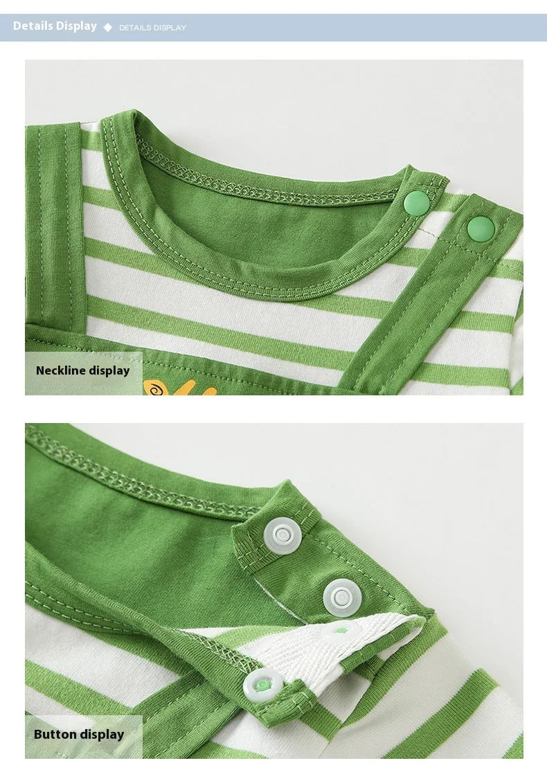 MINISO Mickey Sommer Baby Jungen Kurzarm Klettern Anzug Koreanischen Stil Baumwolle Faux Zwei Stück Säuglingsspielanzug 0-1 jahre Bodys.