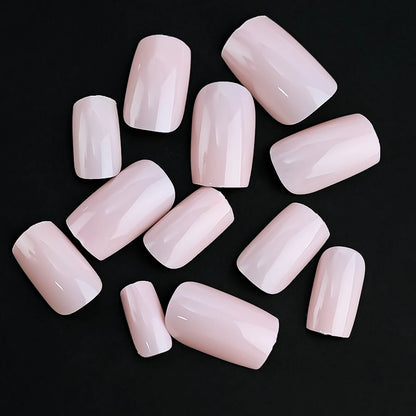 100Pcs Light Pink Press on Nails Short Medium Square Wearable Fake Nails Tips 10 sizes Full Cover False Nails Finger Decoration.