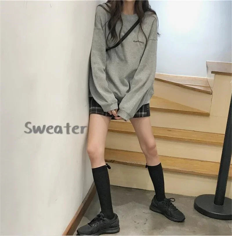 Women Sweatshirts Letter T-shirt Summer Korean Fashion Thin Chic Hoodie Shirt Long Sleeve Top Women's Loose Pullover Y2k Clothes.