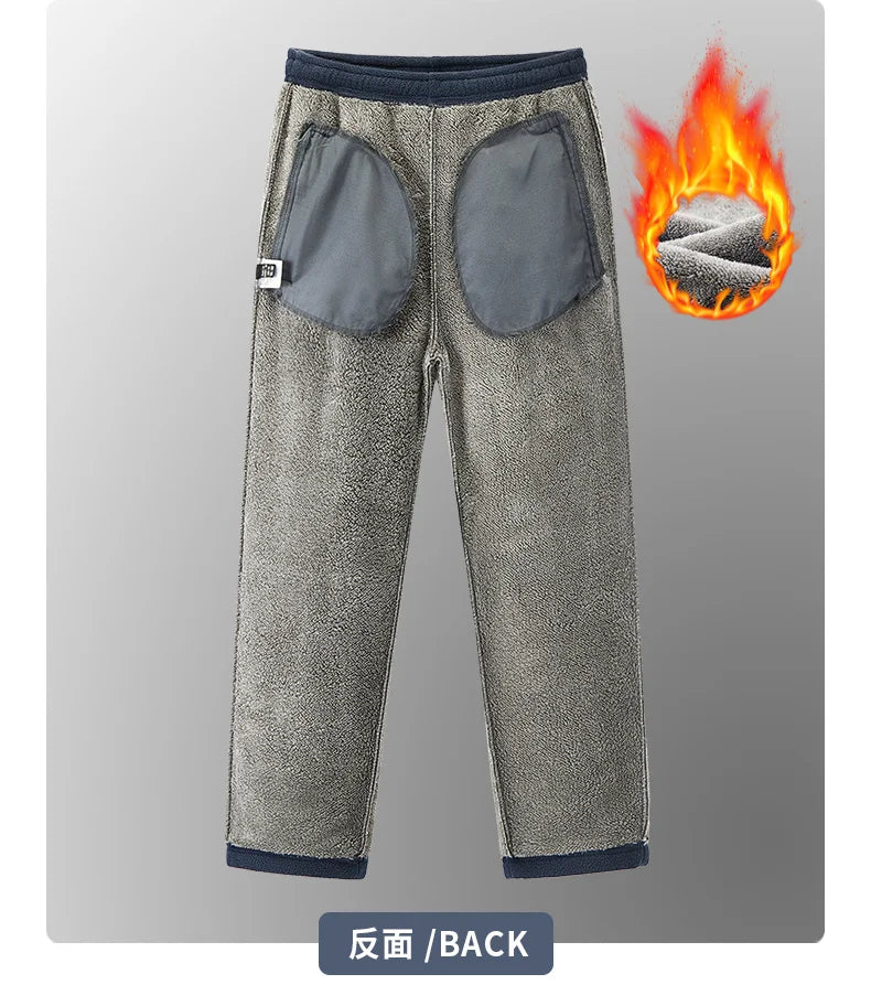 Winter Fleece Ski Pants Men's High Quality Extreme Cold Wool Thick Warm Trousers Women New 2025 Outdoor Camping Work Sweatpants.