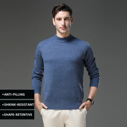 High End Anti-pilling Thick New Fashion Brand Casual Knit Pullover Sweater Half Turtleneck Mens Jumper Designer Clothing.