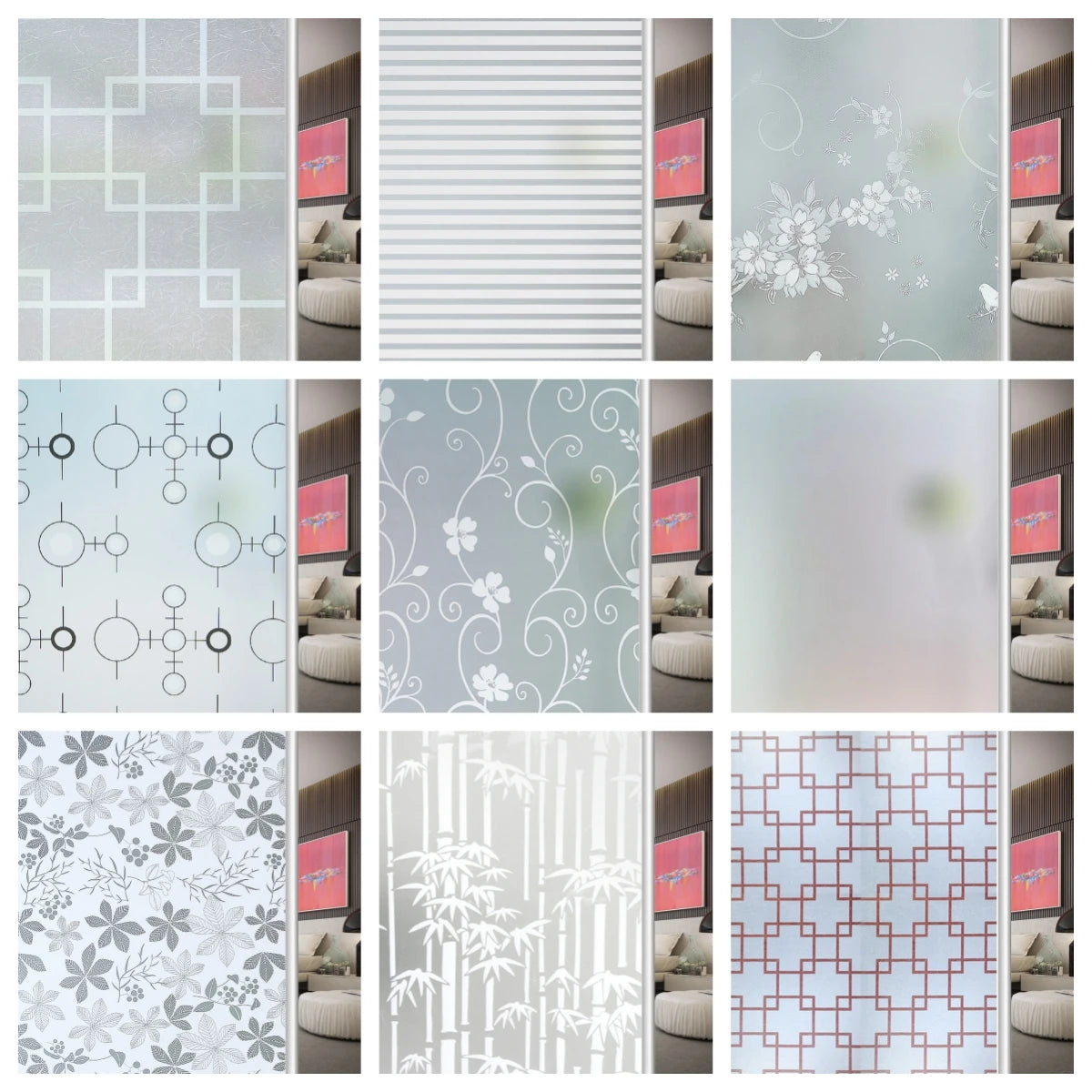 Frosted Self Adhesive Glass Window Film Privacy Protection Vinyl for Stained Glass Window Sticker Heat Insulation.