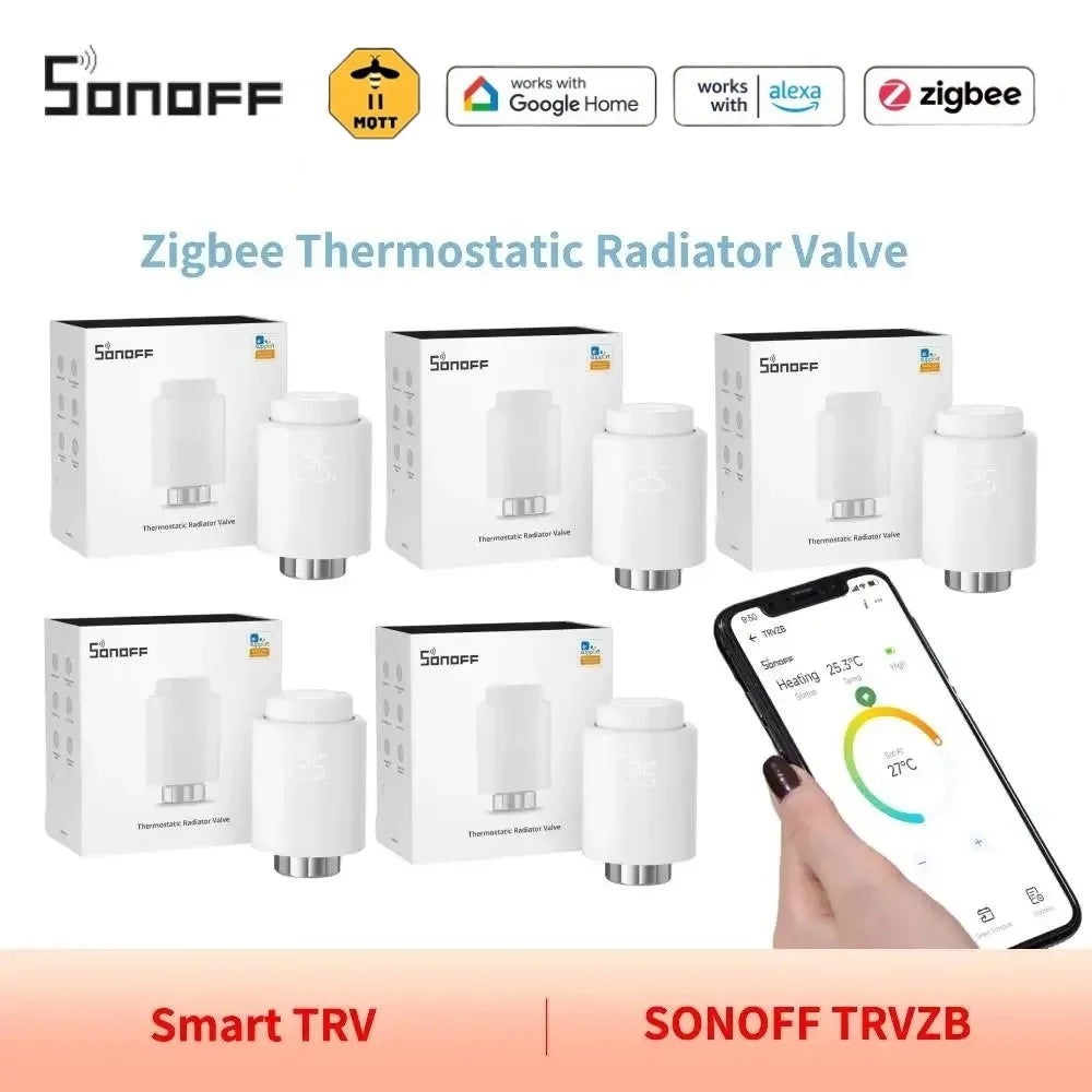 SONOFF TRVZB Zigbee Thermostatic Radiator Valve Smart Home Temperature Controller Remote Control Via Ewelink Alexa Google ZHA.