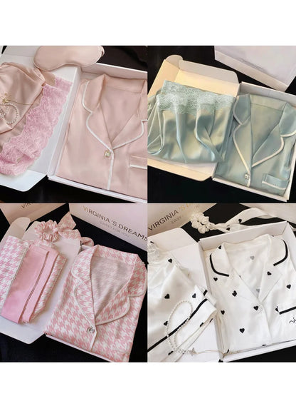 Sommer Damen Eis Seide Premium Gefühl Pyjamas Homewear Set Mädchen Kurzarm Sexy Spitze Spitze Einfache Pyjamas Homewear Set