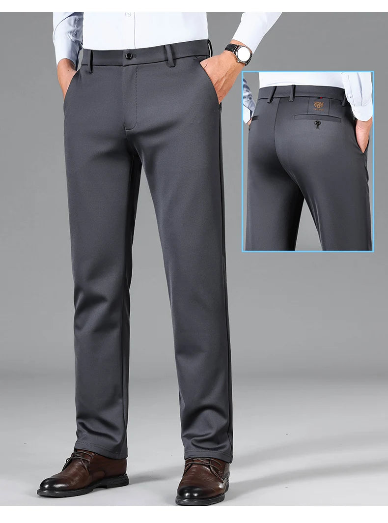 Winter Warm Fleece Thicken Suit Pants Men Straight Business Work Thick Flocking Plush Long Formal Trousers Male Plus Size 29-40.
