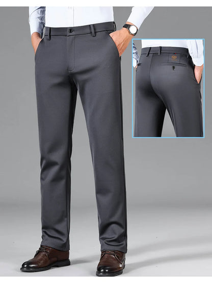 2025 Autumn Winter Suit Pants Men Baggy Straight Business High Waist Work Thick Embroidery Long Formal Trousers Male Plus Size.