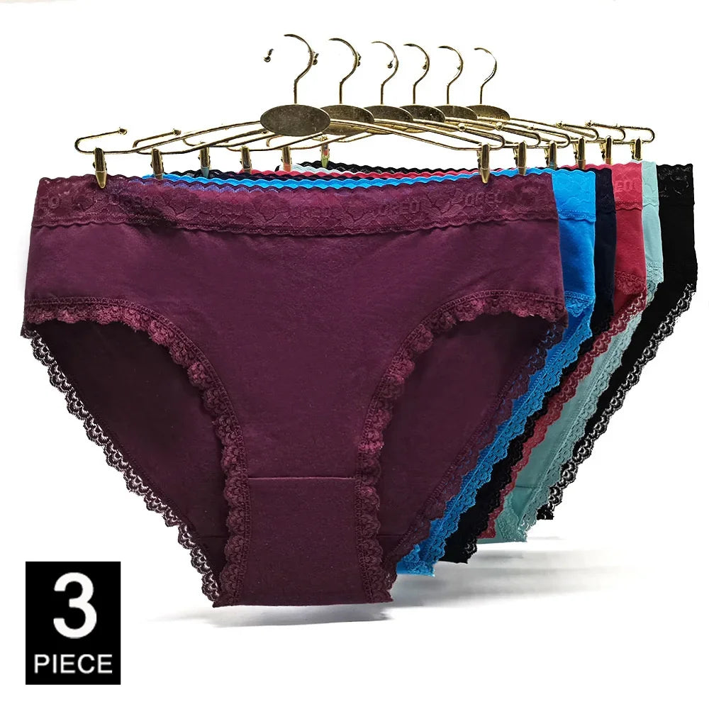 Panties Plus Size Cotton Underwear Women Briefs Woman Knickers Lady Lingerie Girl intimate Large 3 Pieces/Lot.