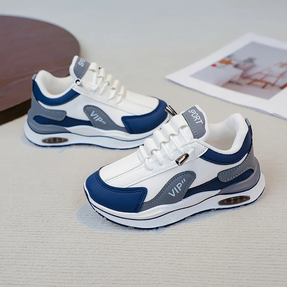 Teenager Kid's Sneakers For Autumn PU Leather Waterproof Children's Sport Shoes Trend Fashion Outdoor Running Shoes For Boys.