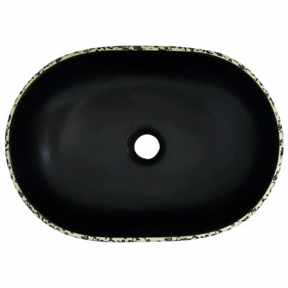 Aufsatzwaschbecken Schwarz und Blau Oval 47x33x13 cm Keramikwaschbecken, Badezimmer und Küchen, Dekoartikel, Badezimmerzubehör
