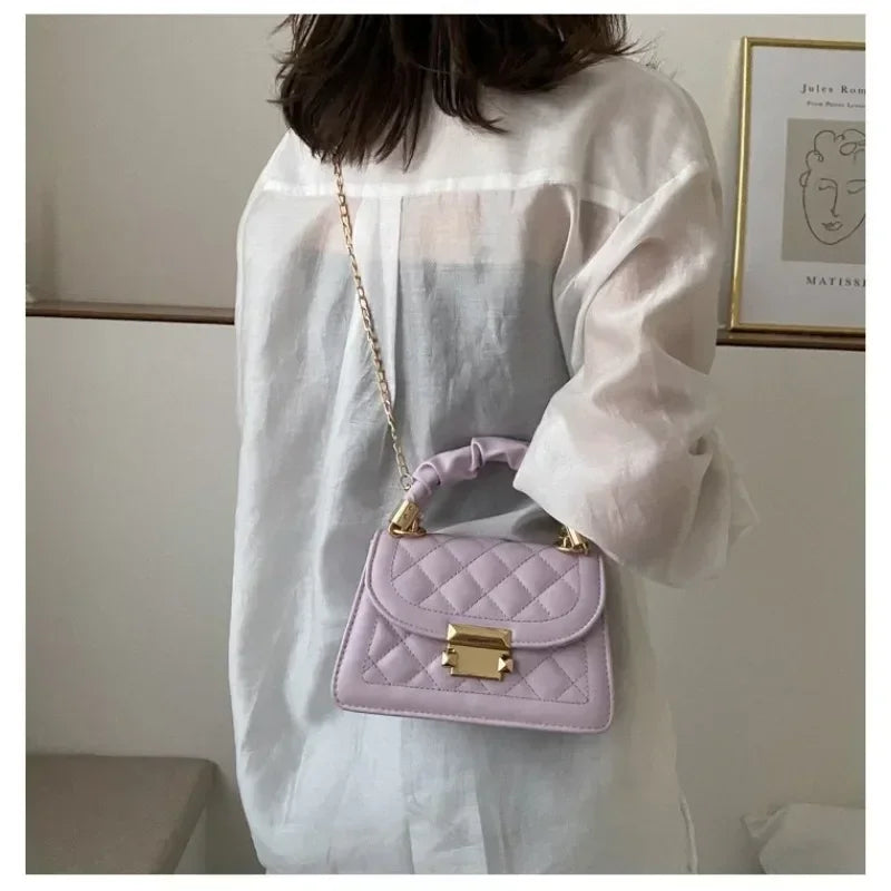 Women PU Leather Shoulder Bags Small Messenger Designer Female 2024 New Fashion Chain Rhomboid Crossbody Bag Ladies Mini Handbag.