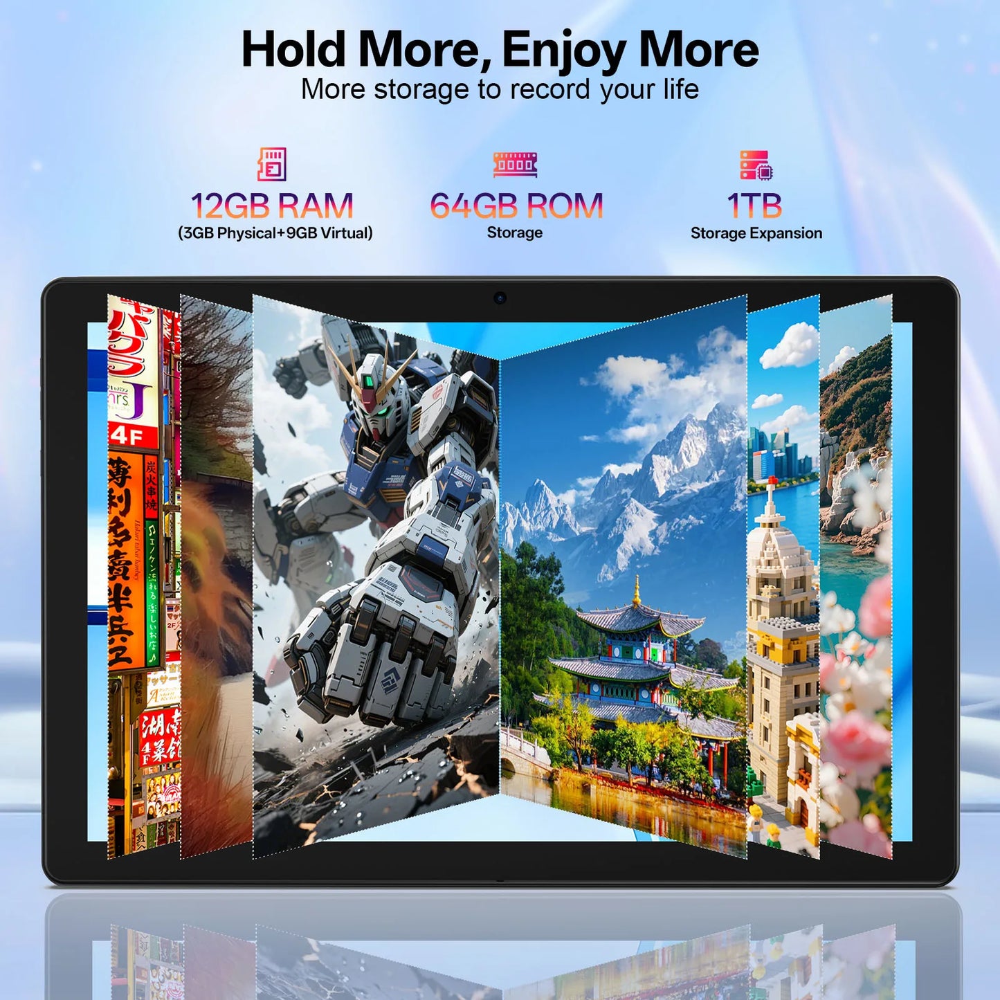 New BAKEN 10-inch Android 15 tablet with 64GB storage, keyboard, leather case, stylus, mouse, Wi-Fi, GPS, Bluetooth.