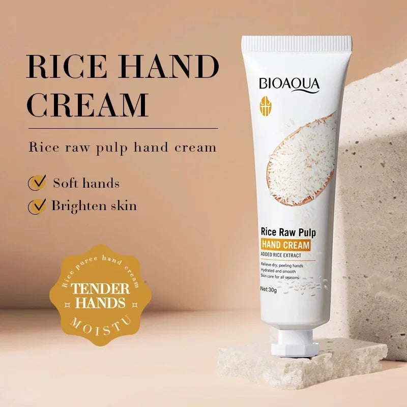 Rice Hand Cream Volumizing Rejuvenating Nourishing Moisturizing Refreshing Non-Greasy Hand Care Cream 30g.
