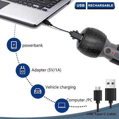 Leistungsstarker Mini-Elektroschrauber, Mini-Bohrmaschine, 3-stufiges Drehmoment, Typ C, LED-Licht, Stiftstil, Heimwartung, einfach für Anfänger