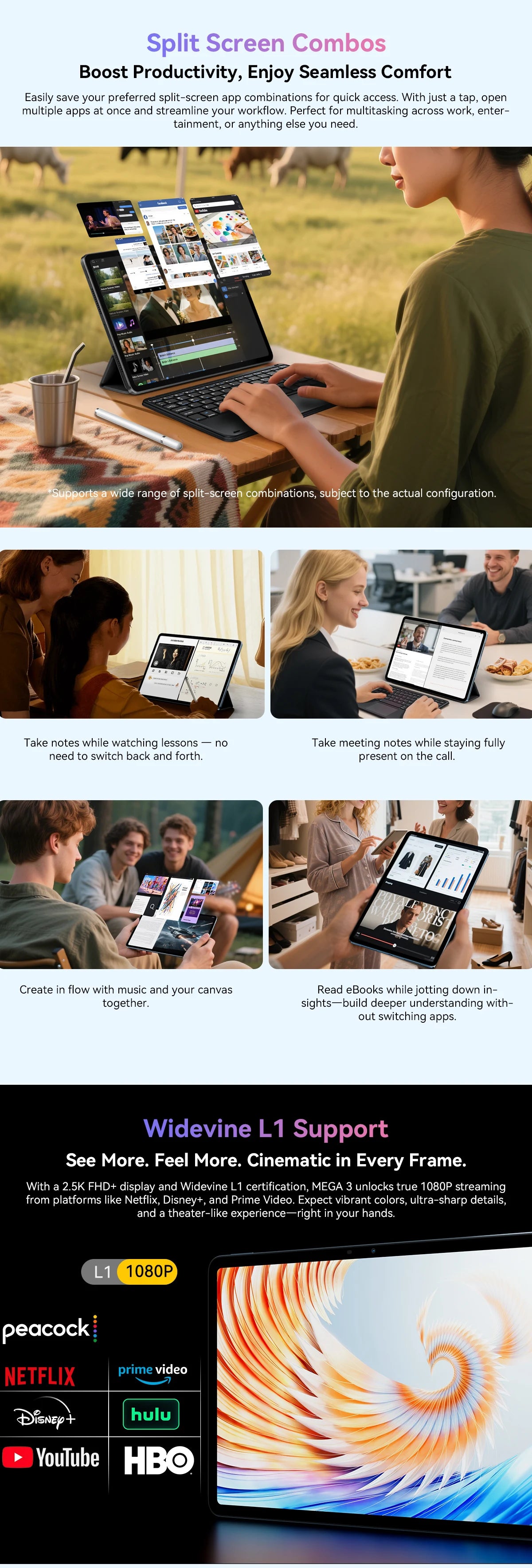 Blackview MEGA 3 Tablet PC  SET, 12.1" 2.5K FHD+ Display, Android 15 Pad MTK G100 Octa core, 36(12+24)GB RAM, 256GB ROM, 8800mAh