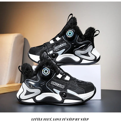 Children's Sneakers Boys Causal Kid Running Walking Shoes Fashion Warm Plush Girls Tennis Shoes Soft Walking Shoes.