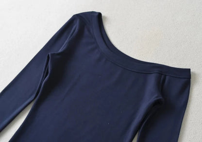 Women's One Shoulder Long Sleeve Fitted Top Elegant Casual Style