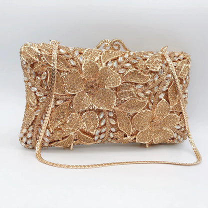 Women XIYUAN Evening Bags Gold/Silver Chain Shoulder Bags Handbags Stones Day Clutches Diamonds Metal Ladies Clutch Handbags.