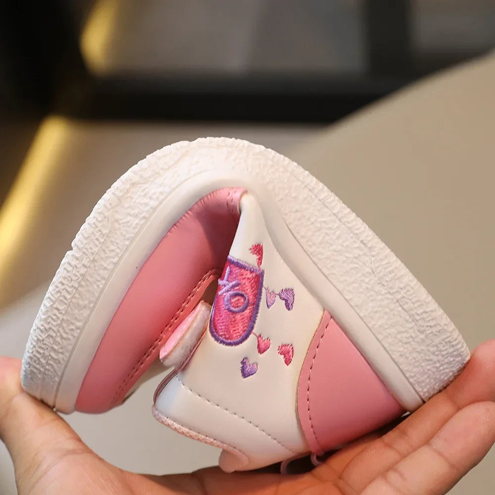 Children's Sports Shoes 2024 Spring and Autumn New Cute Girls' Sneakers Versatile Soft Breatheable Hook & Loop Fashion Kids Shoe