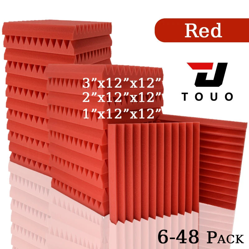 TOUO Panel Soundproofing 6-48 Pack Studio Acoustic Foam Sound Absorbing Foam Panel House Isolation Wall Acoustic Foam Sponge Pad