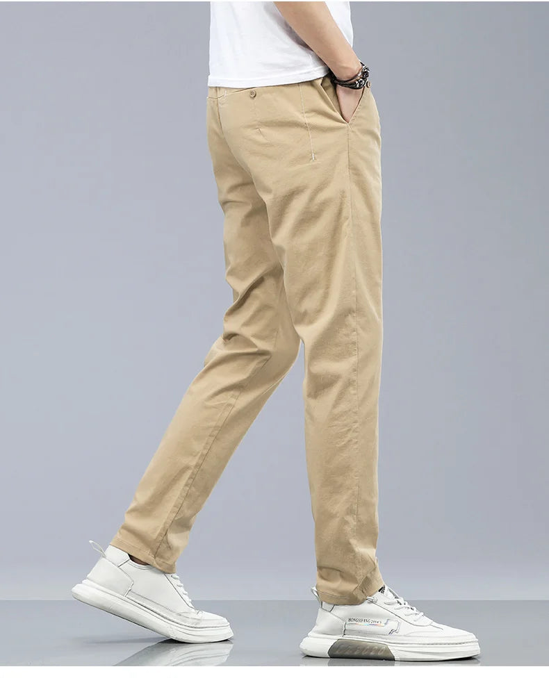 Marke Kleidung männer Casual Hosen 98% Baumwolle Dünne Business Gerade Slim Fit Klassische Hosen Stretch Frühling Sommer Männliche Hosen.