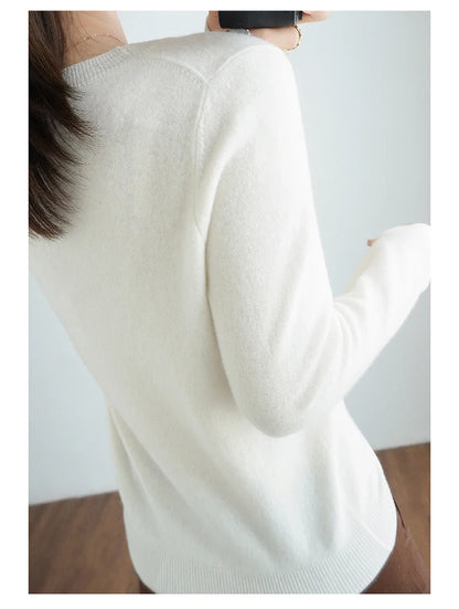 Herbst und Winter Kaschmirpullover Damen Rundhalspullover lässig gestrickt Top Damen kurze Unterwolle Mode 18 Farben