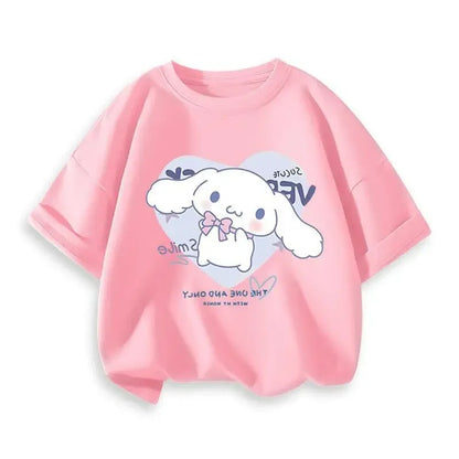 2024 New Summer COTTON T shirt Girls Boys Cinnamoroll T shirt Cartoon Print Kids T-Shirts Children Girls Tops Clothes.