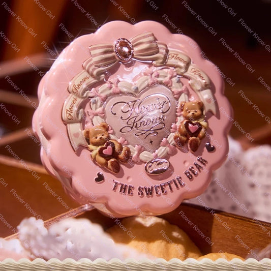 Flower Knows The Sweetie Bear Collection Satin embossed blush Lasting Matte Puffing Natural Brightening Facial Cosmetics 5g.