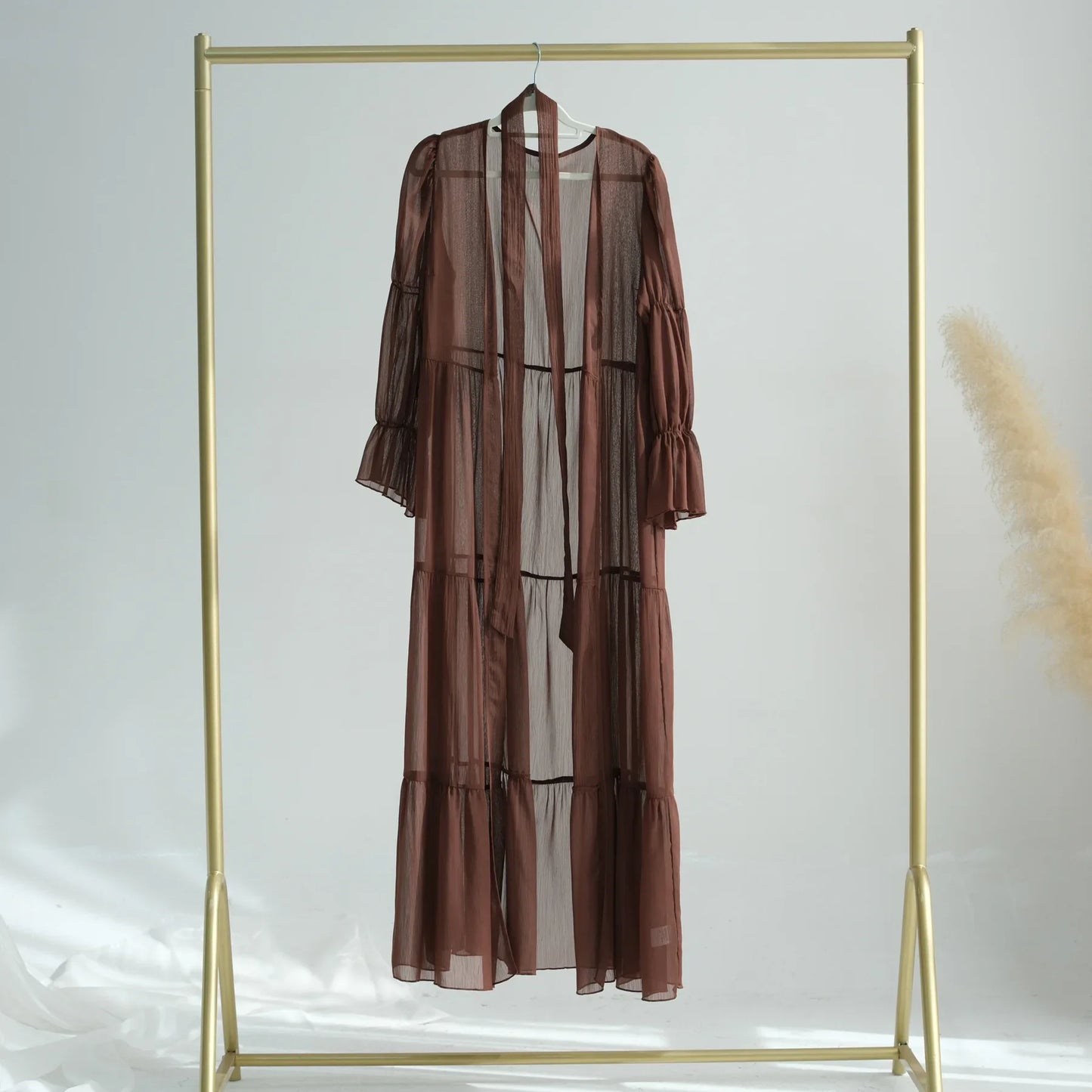 Chiffon Sheer Open Abaya Set Hijabi Muslim Women Party Ramadan Islamic Clothing  Dubai Turkey Kaftan Crepe Kimono Open Abayas