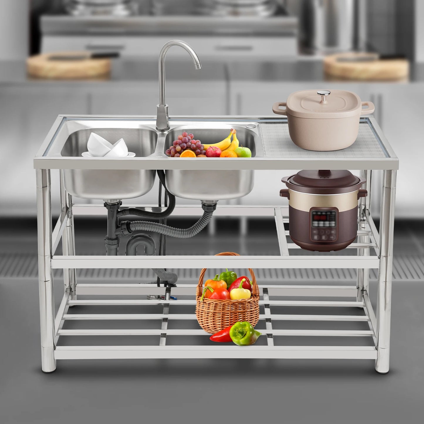 Restaurant Küchen spüle freistehende gewerbliche Küchen spüle Set Edelstahls püle