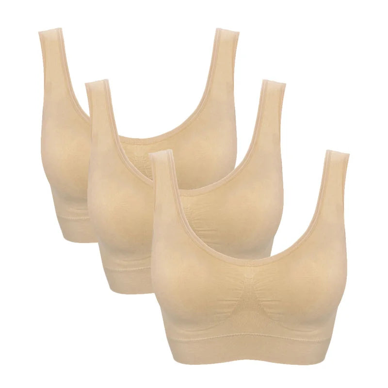 3PCS/lot Seamless Bra With Pads Plus Size Bras For Women Active Bra Wireless Brassiere Push Up Big Size Vest Wireless BH 5XL.