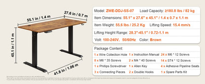 SucceBuy Elektrischer Stehpult, höhenverstellbarer Stehpult mit doppeltem Schutzsystem, hohe Tragfähigkeit für das Heimbüro