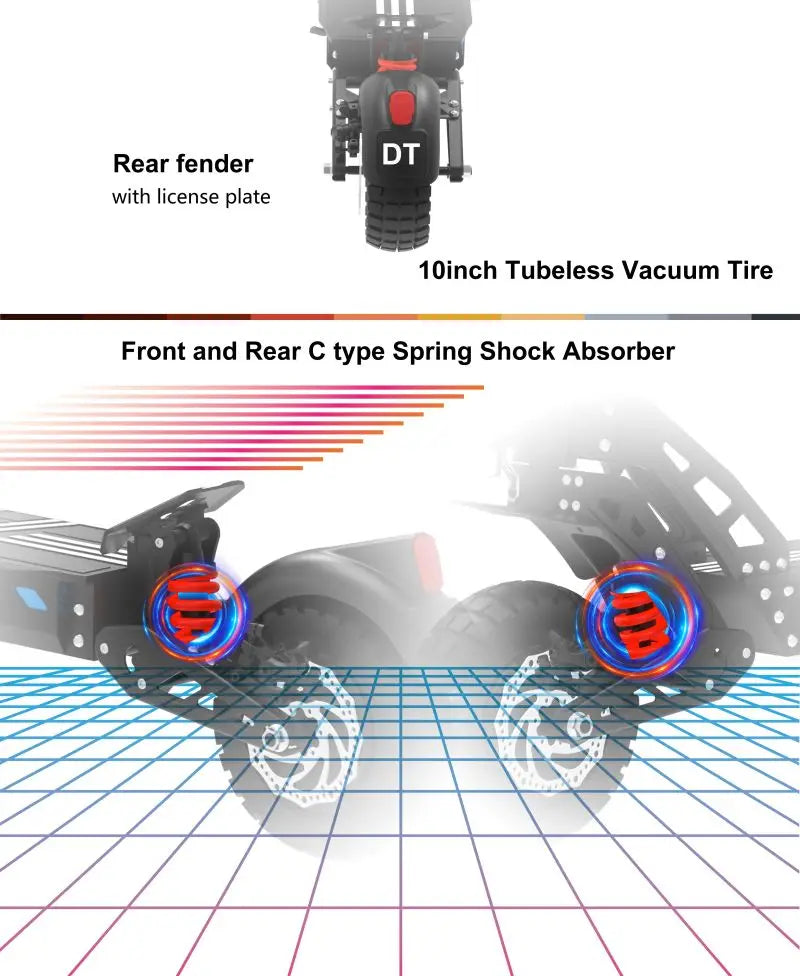 Drive Tron DT10 1400W Power Motor 48V 15.6AH Battery 10inch Folding E-Scooter Off-road Electric Scooters.