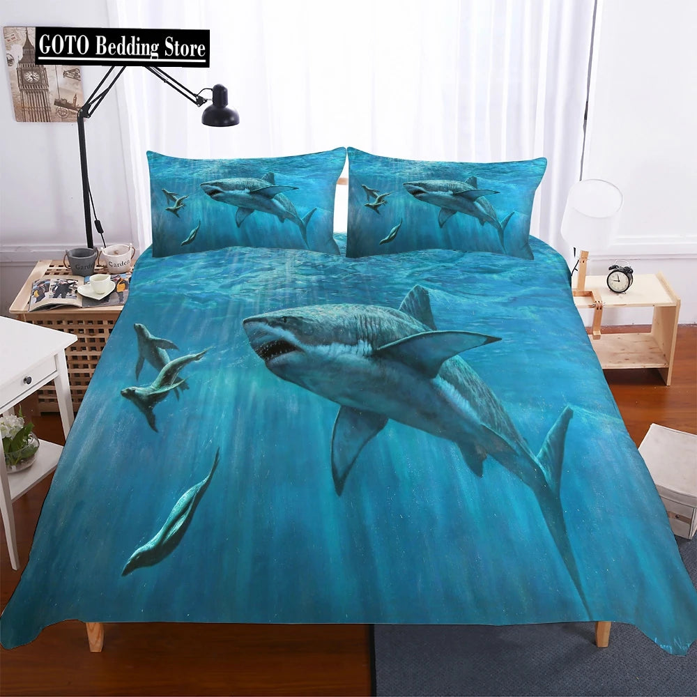 2021 Thick Bedding For Shark Ocean 3D Print Duvet Cover Pillowcases Black And White Bedding Sets Ropa De Cama Euro Size 2/3pcs.