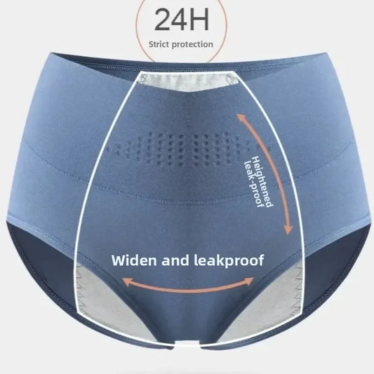 Menstrual Women's Panties High Waist Widen Period Pants Leak Proof Physiological Underwear Cotton Female Briefs Plus Sizes L-4XL.