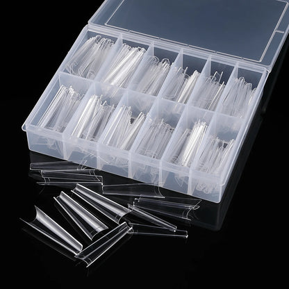 240PCS/Box False Nail Tips Square Straight Extra Long Half Cover Nails Artificial Acrylic False Nail Tips Press On Manicure Tool.
