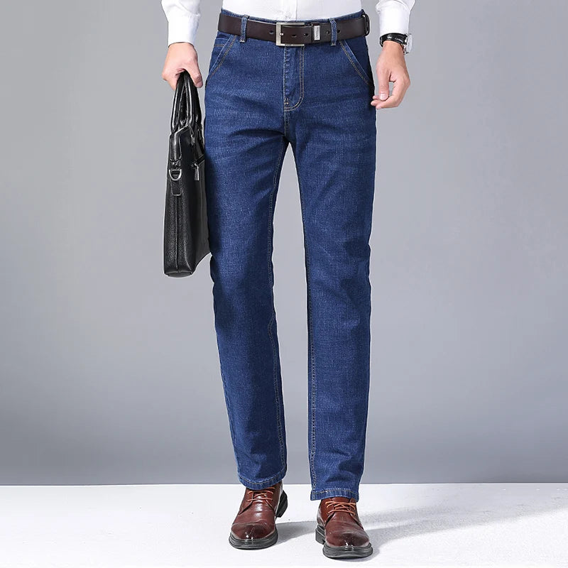 2024 Fashion Men Stretch Loose Straight Jeans Casual Elastic Slim Fit Denim Pants Male Brand Business Trousers Large size 38 40.
