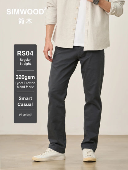 SIMWOOD 2025 Autumn Winter New Regular Straight Pants Men 320gsm Fabric Smart Casual Chinos Trousers.