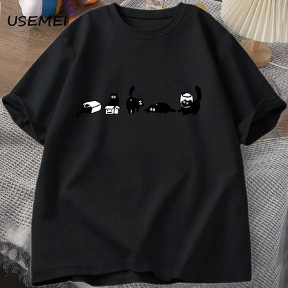 Five Mood Cats T-Shirts Oversized Cat Mom Tee Funny Cotton Short Sleeve Cat Lovers T Shirt Men Women Casual O Neck Summer Tops.