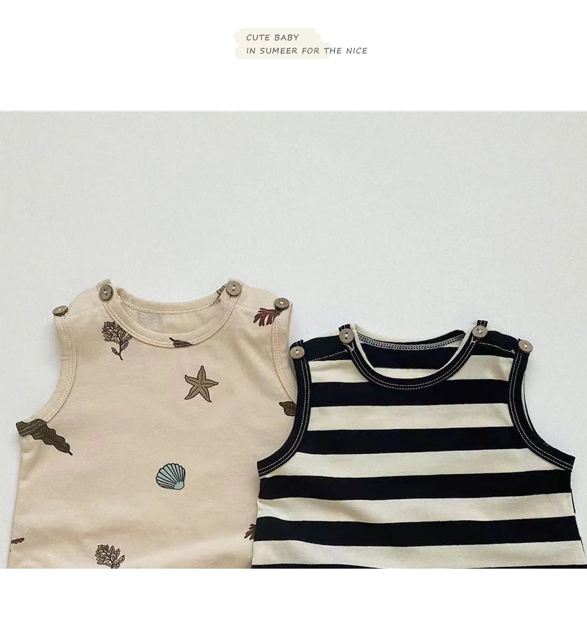 2-teilige Baby-Jungen-Kleidung für Neugeborene, Bodys, Baumwolldruck, ärmellose Säuglingskleidung, Cartoon-Bebes, Kleinkind-Overall, 0–18 Monate.