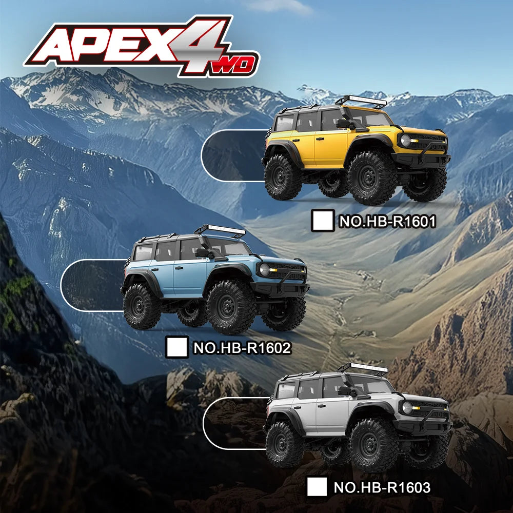 HB R1601 RC Car 1:16 2.4G 4WD Off-Road Remote Control Cars with LED Crawler Trucks Climbing Vehicle Model Toys for Kids Adult.