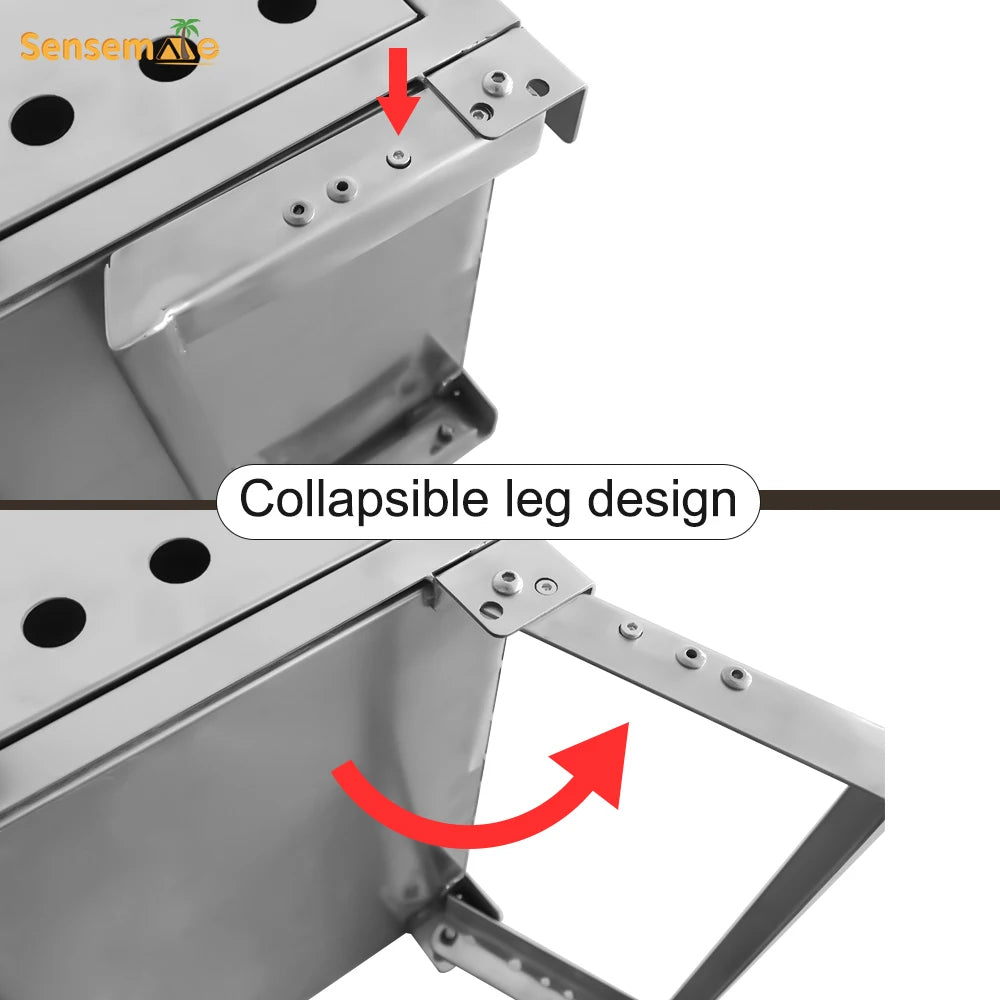 Tragbarer, holzgefeuerter Pizzaofen für den Außenbereich mit 12-Zoll-Stein und Thermometer, klappbare Beine, Camping-Grillmaschine aus Edelstahl für den Hinterhof