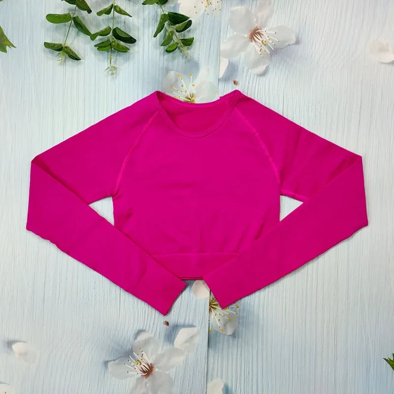 Seamless Women's T-shirt Sports Female Clothing Fitness Long Sleeve Tops with Thumb Hole Gym Running Shirts Workout Sportswear