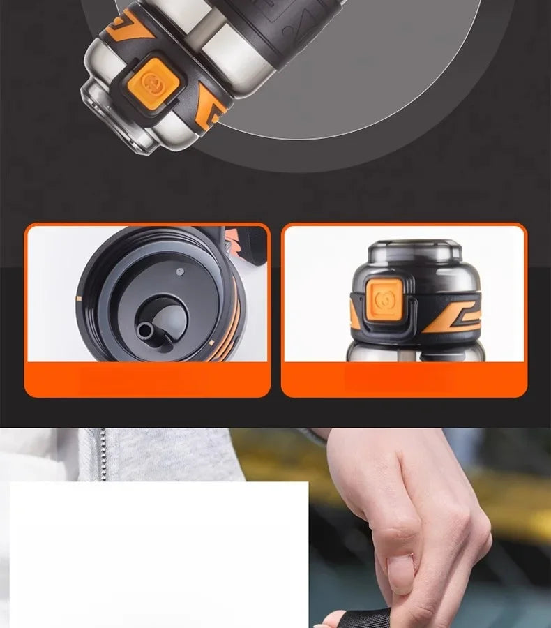Portable Sports Water Cup For Men Tritan Material One Key Open Cover Fitness Cups High Temperature Seal Leakproof Kettle.